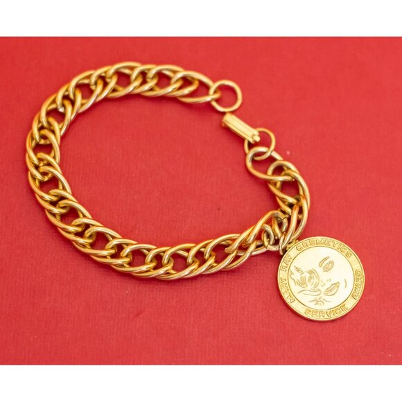 7 1/2 inch, Vintage Curb Chain Gold Tone Bracelet by Mary Kay - F37 - Picture 1 of 3